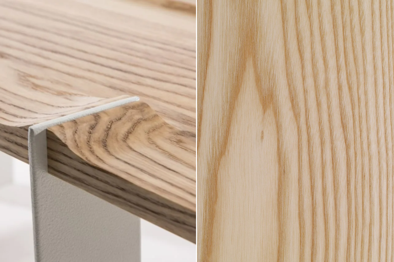 Bề mặt gỗ tần bì sáng màu với vân tự nhiên nổi bật, rõ nét.